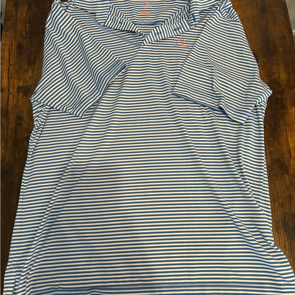 Rhoback Blue and White Striped Polo